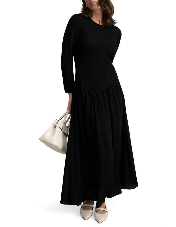 Mix Media Dress in Black image 3