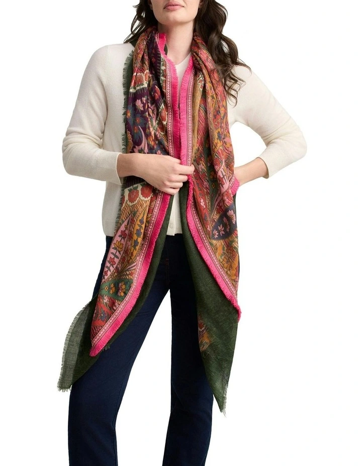Border Trim Scarf in Multi image 3