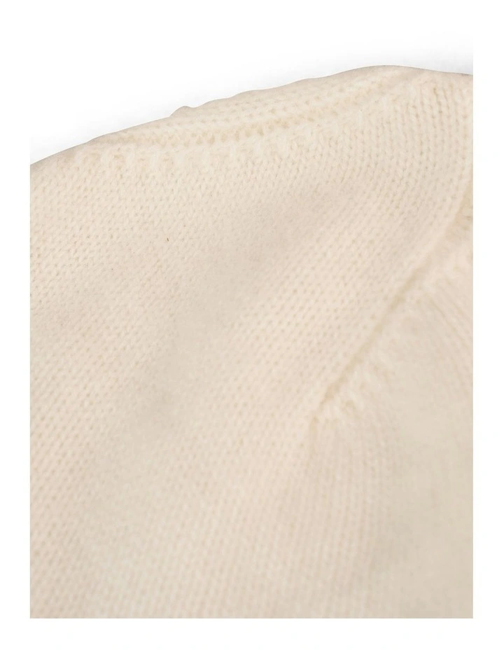 Flower Trim Beanie in Cream image 4