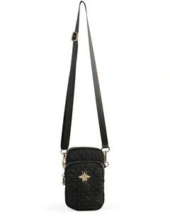 Quilted Phone Bag in Black