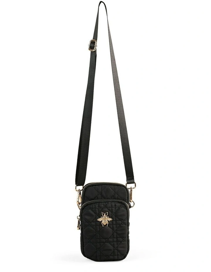 Quilted Phone Bag in Black image 1