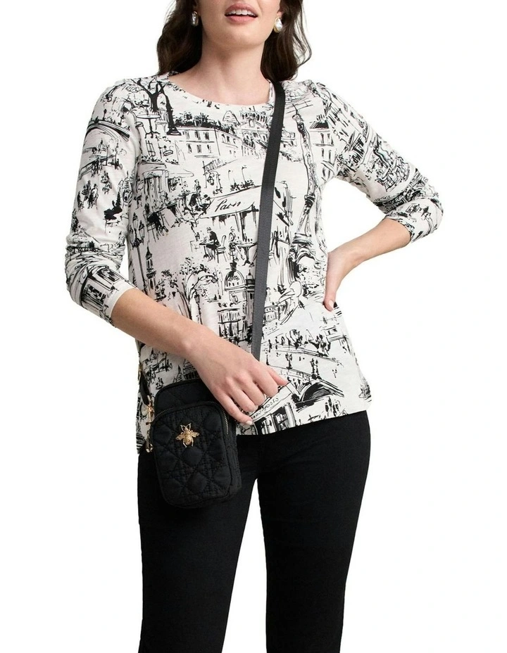 Quilted Phone Bag in Black image 2