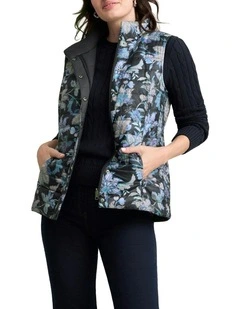 Quilted Reversible Puffer Vest in Floral Chintz Print