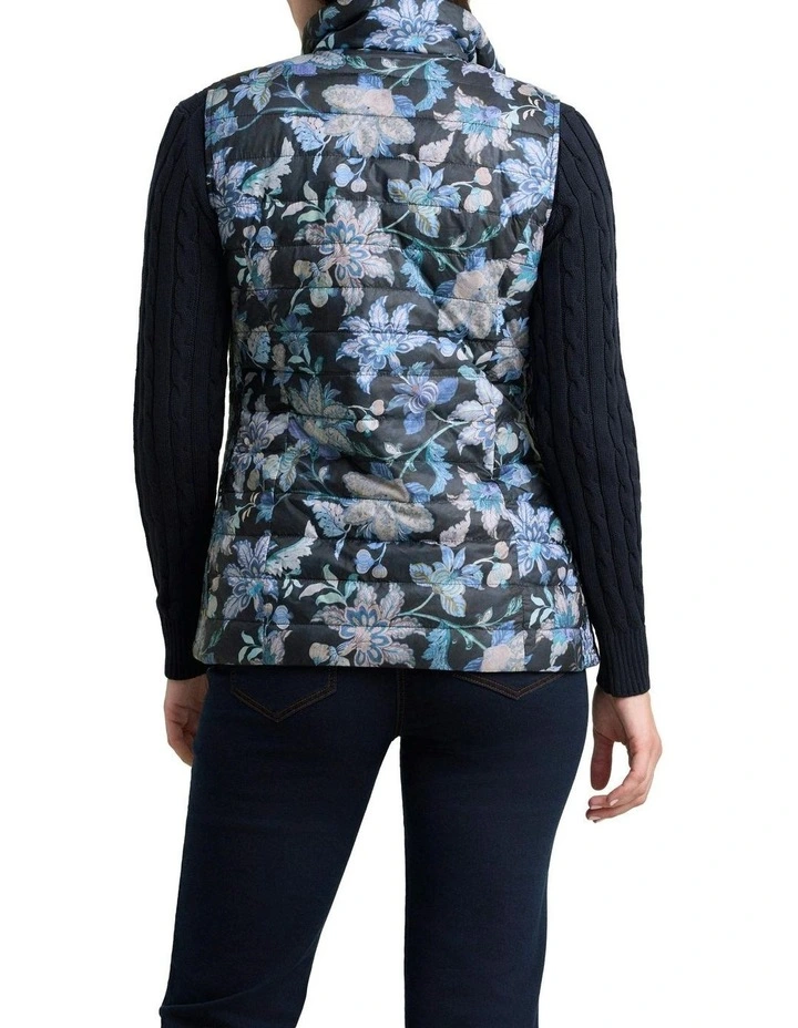 Quilted Reversible Puffer Vest in Floral Chintz Print image 2