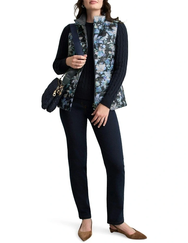Quilted Reversible Puffer Vest in Floral Chintz Print image 4