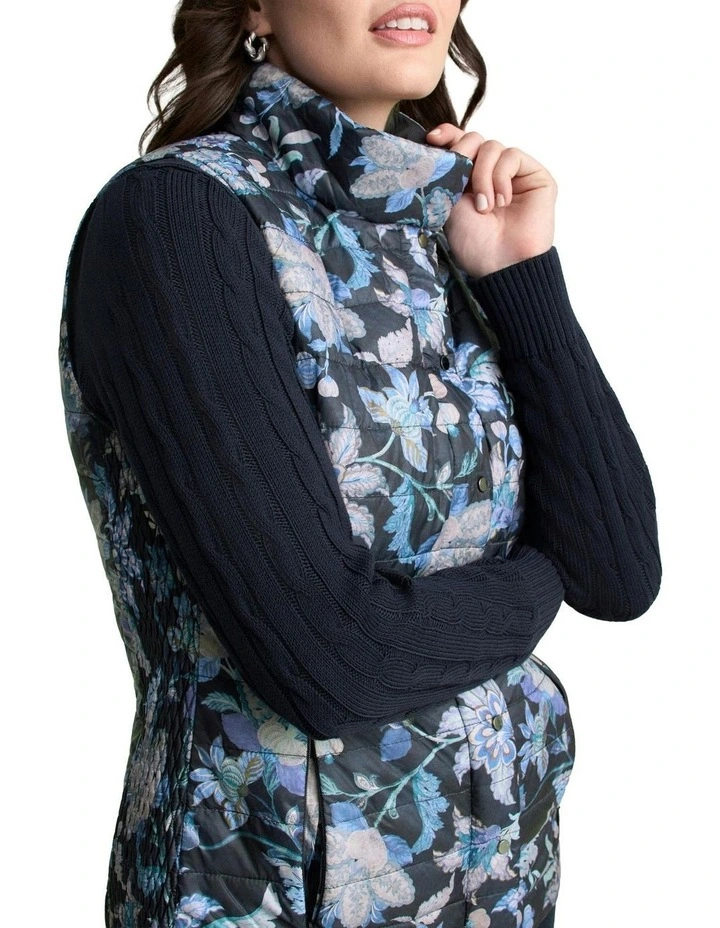 Quilted Reversible Puffer Vest in Floral Chintz Print image 5