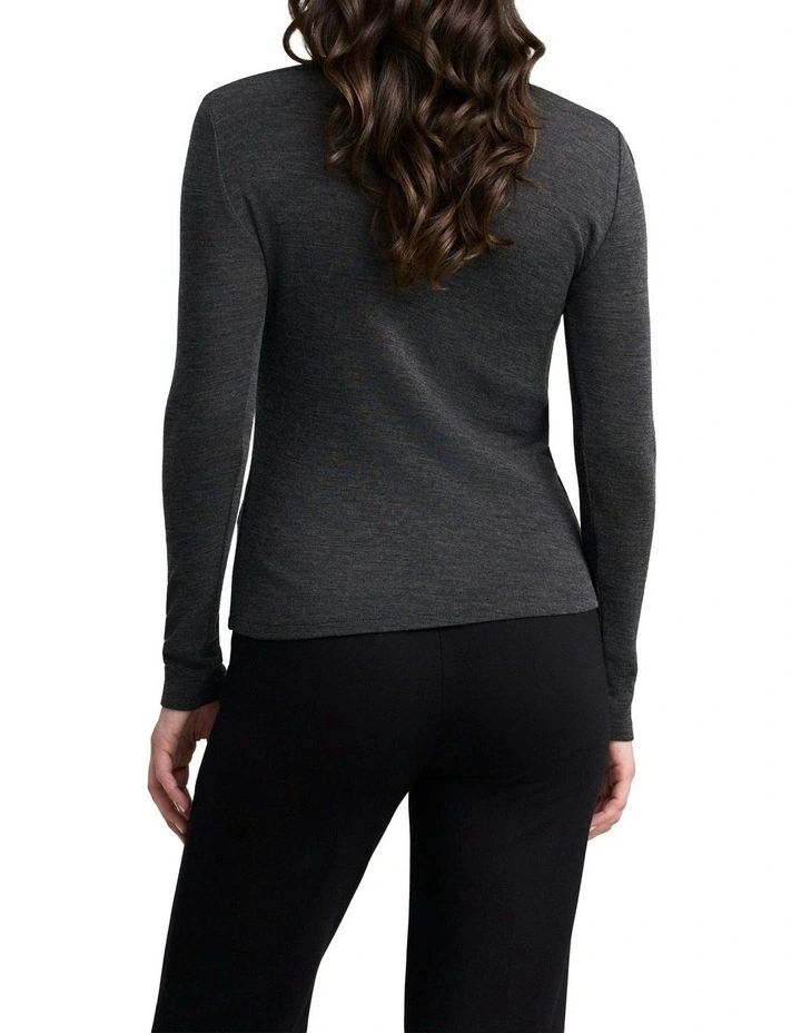Merino Wool Rib Tee in Charcoal Marle image 2