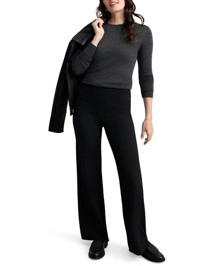 Merino Wool Rib Tee in Charcoal Marle image 3