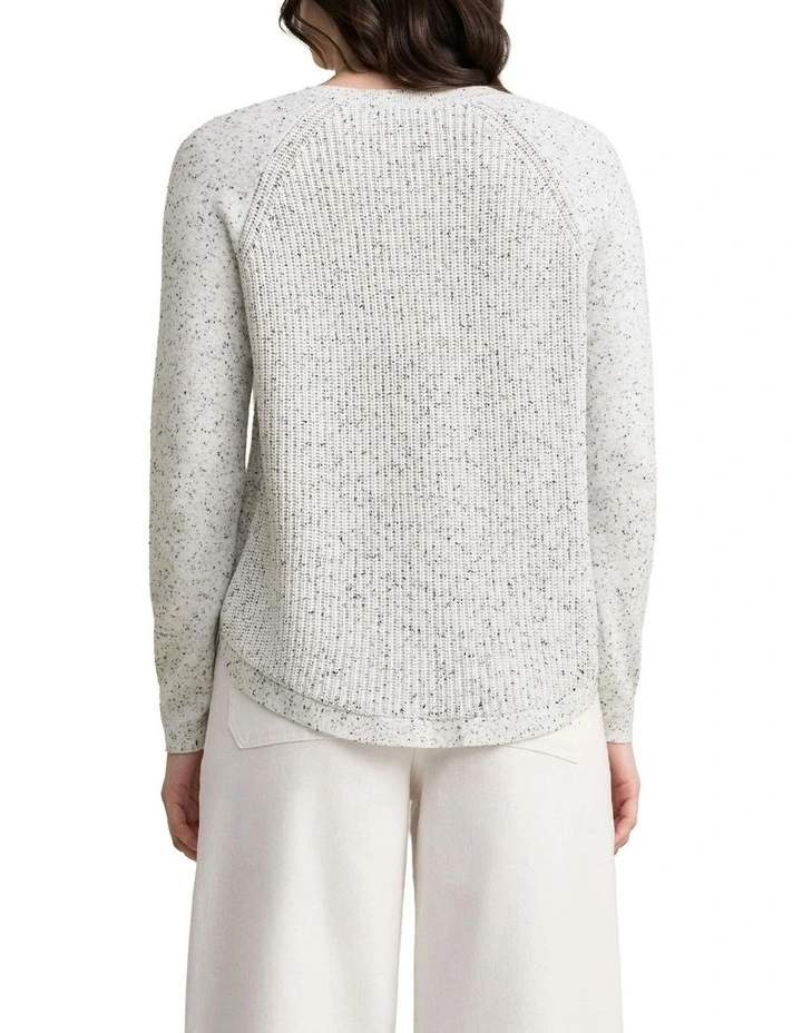 Cotton Blend Textured Jumper in Pearl Donegal image 2