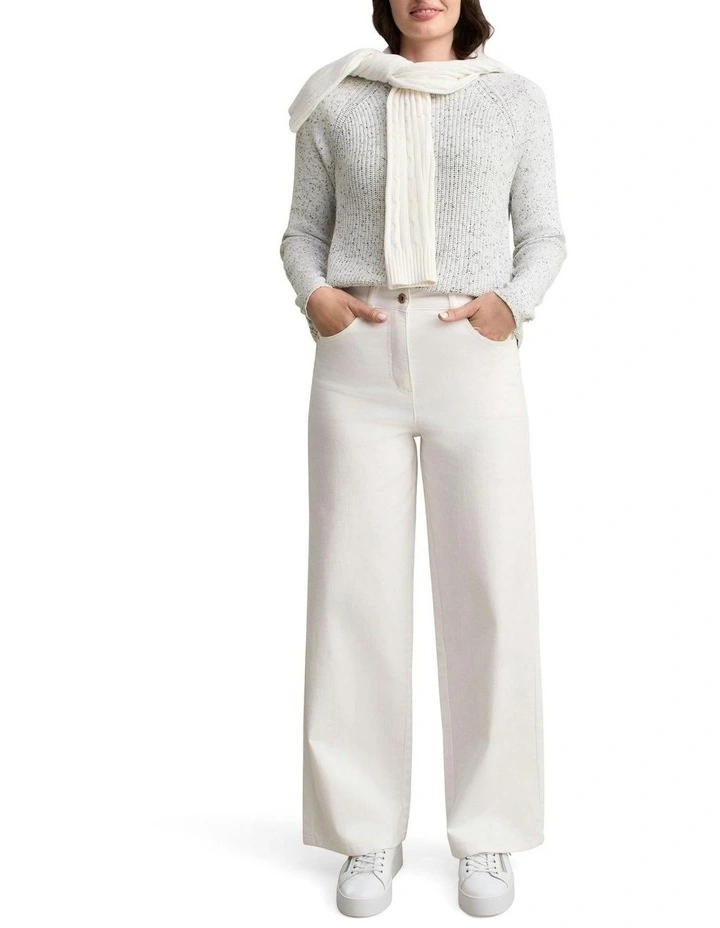 Cotton Blend Textured Jumper in Pearl Donegal image 3