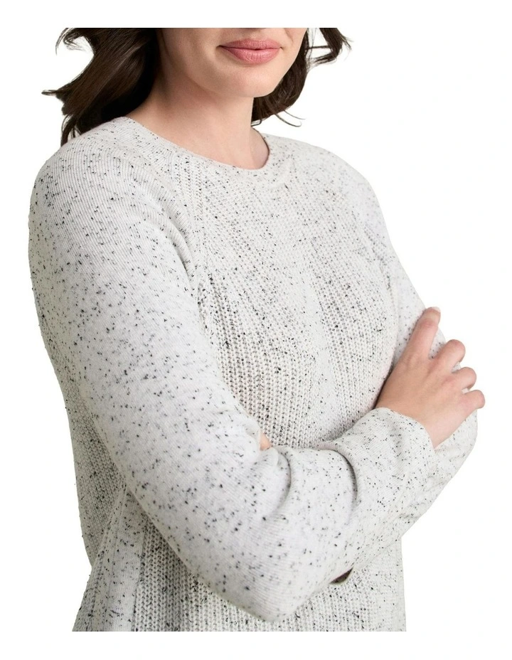 Cotton Blend Textured Jumper in Pearl Donegal image 4