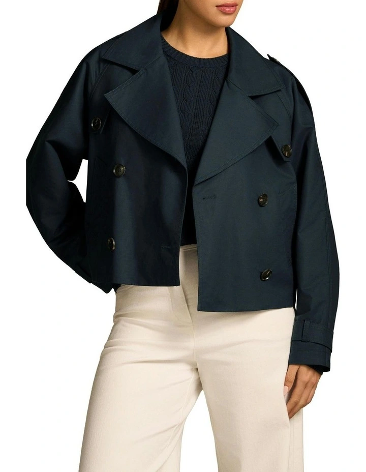 Crop Trench Coat in Ink image 1