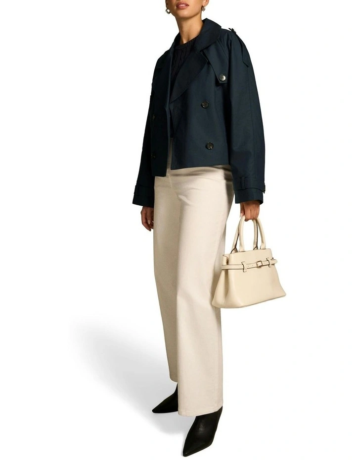 Crop Trench Coat in Ink image 3