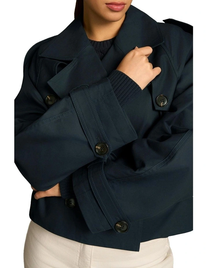 Crop Trench Coat in Ink image 4