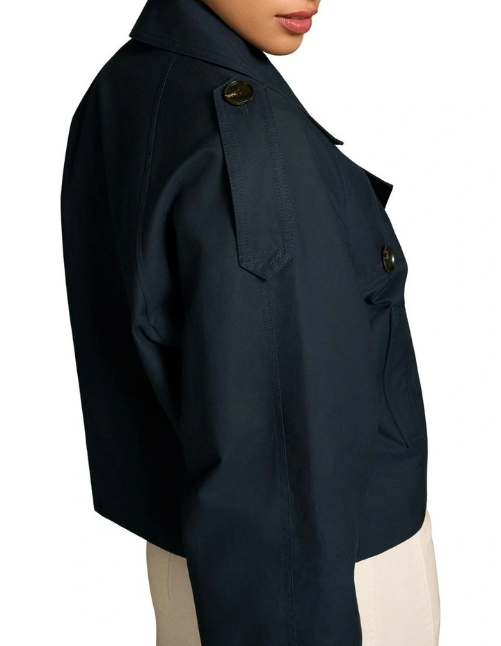 Crop Trench Coat in Ink image 5