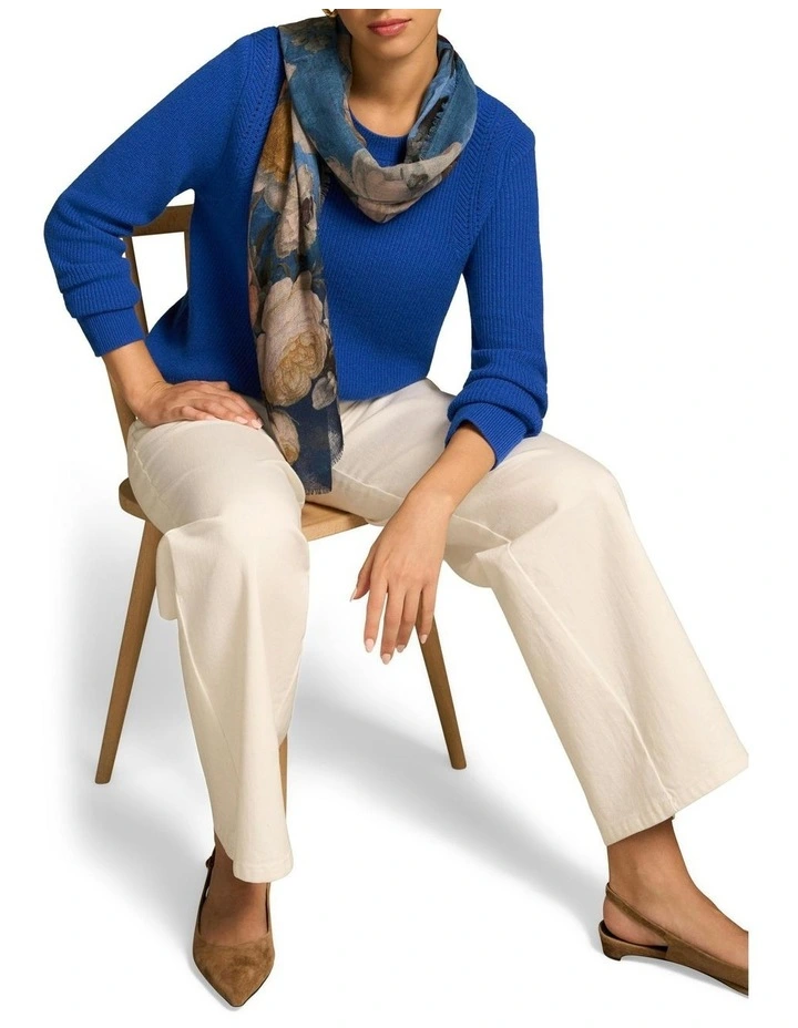 Stitch Detail Merino Knit Jumper in Electric Blue image 4