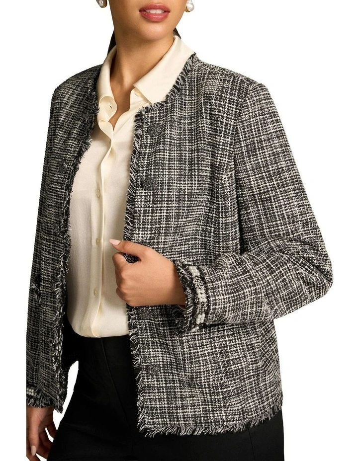 Trim Detail Jacket in Black image 4