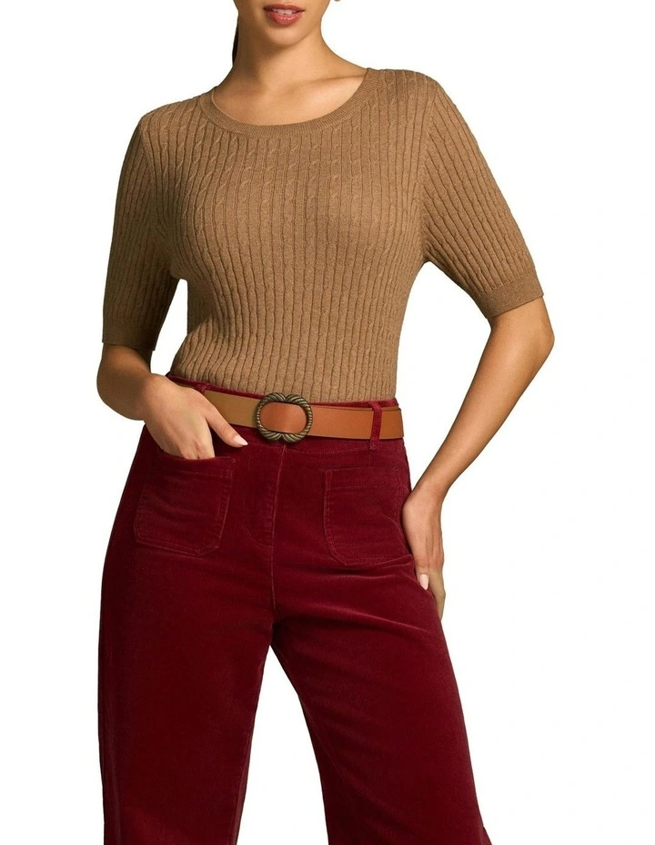 Cable Knit Tee in Praline image 1