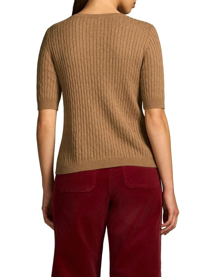 Cable Knit Tee in Praline image 2