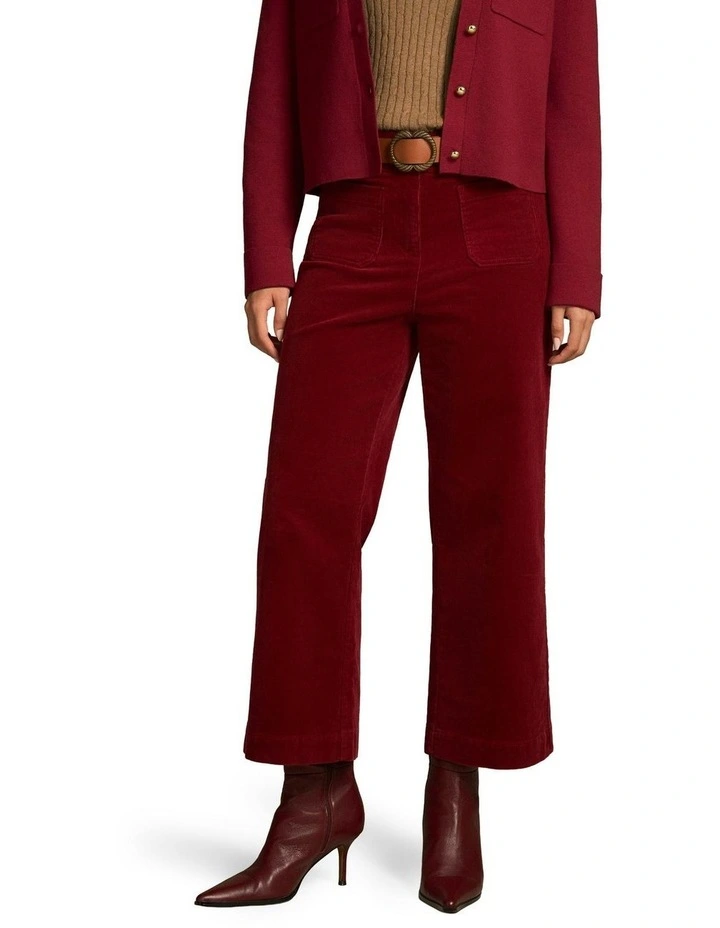 Cropped Cord Pant in Merlot image 1