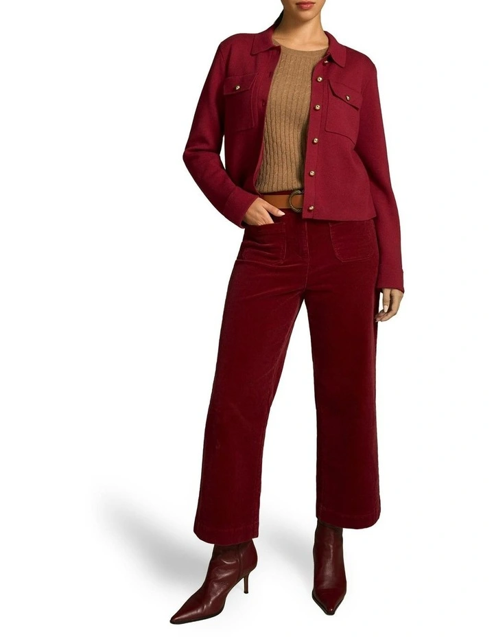 Cropped Cord Pant in Merlot image 3