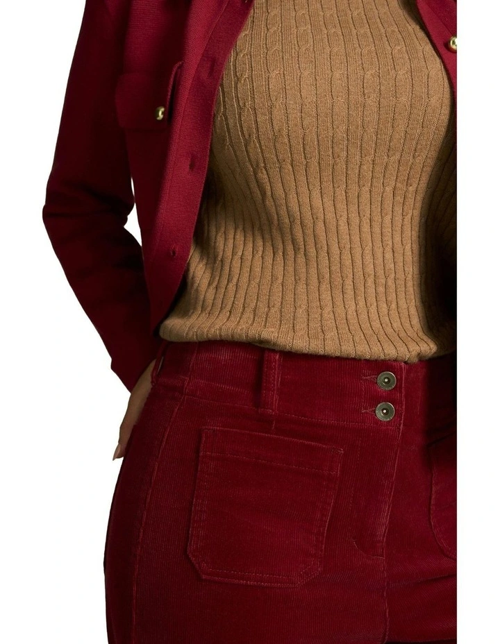 Cropped Cord Pant in Merlot image 4