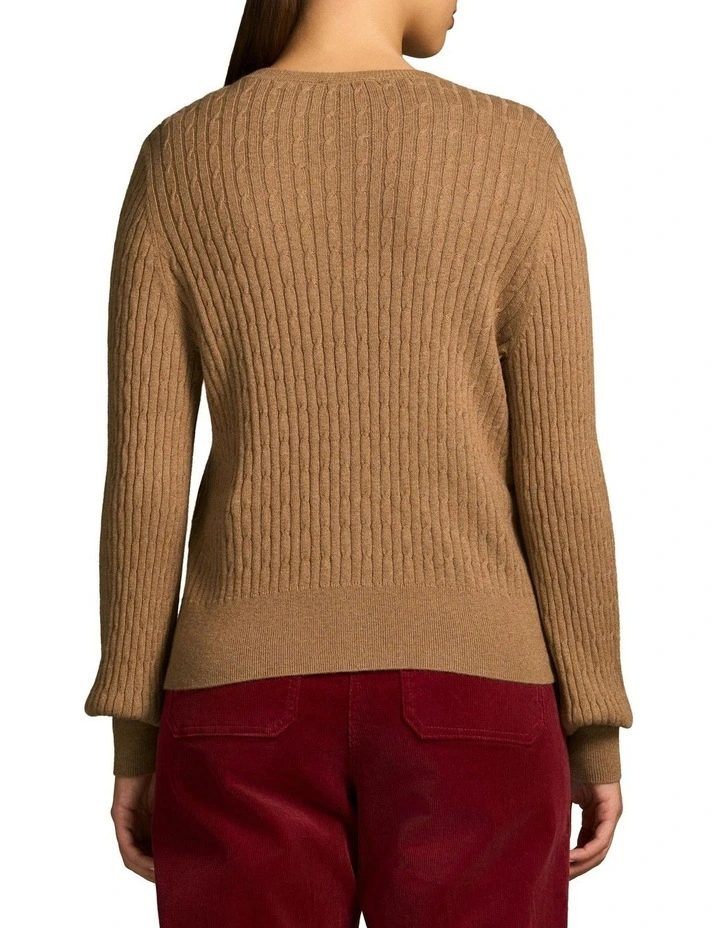 Cable Knit Cardigan in Praline image 2