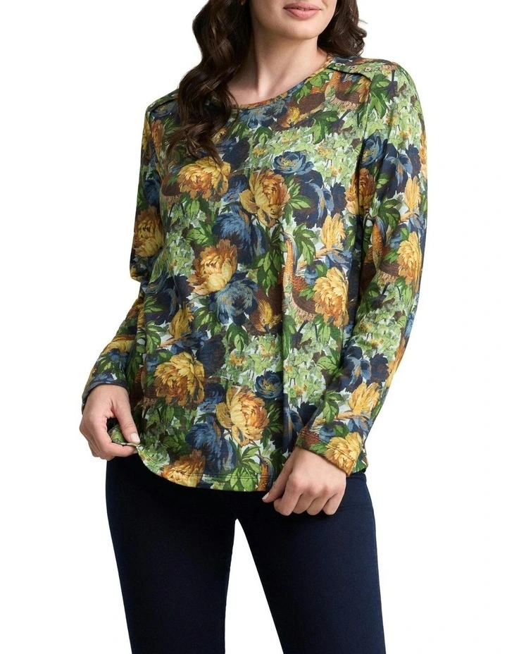 Printed Swing Top in Green image 1