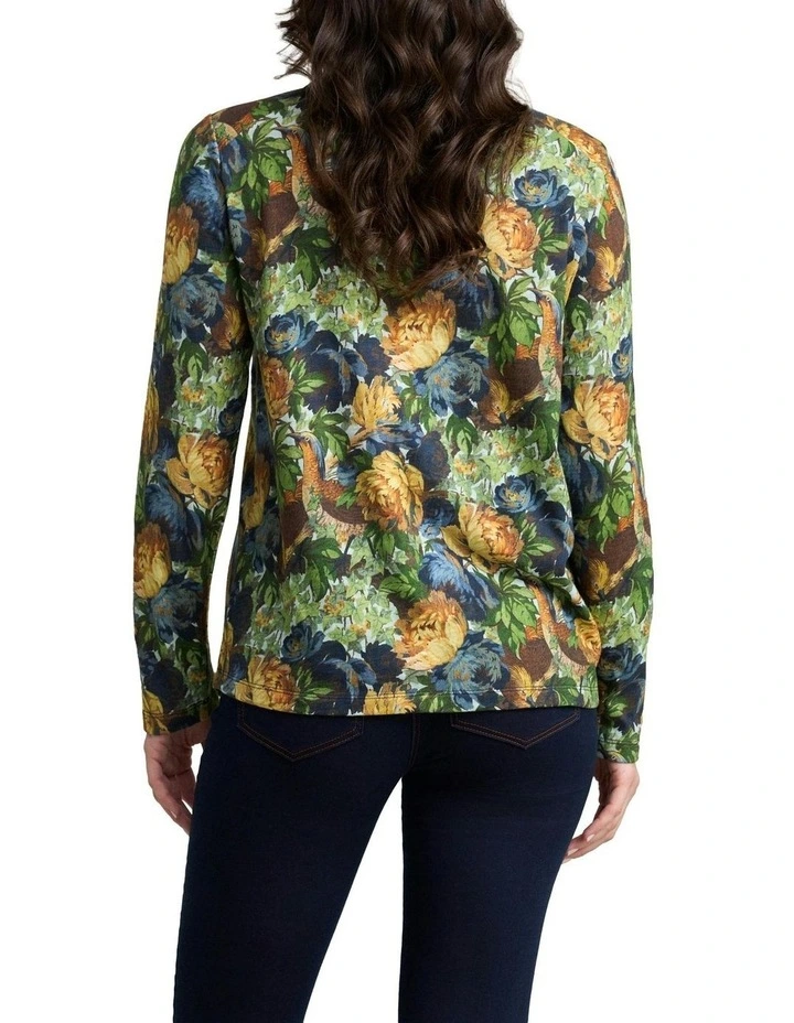 Printed Swing Top in Green image 2