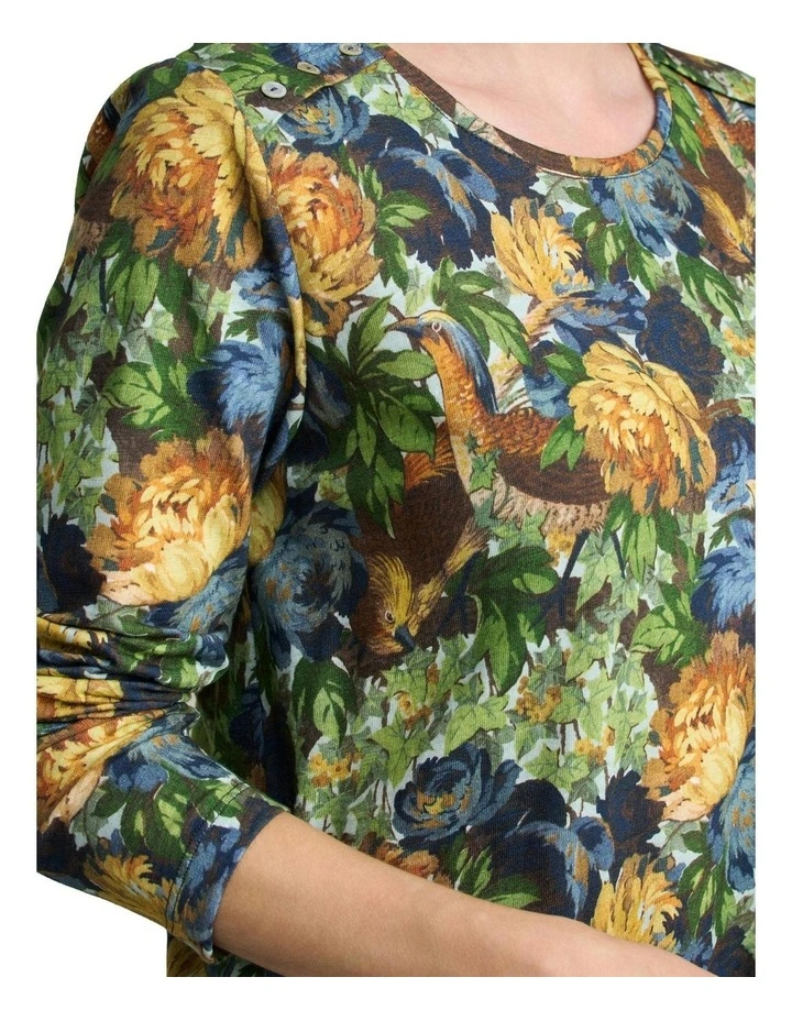 Printed Swing Top in Green image 4