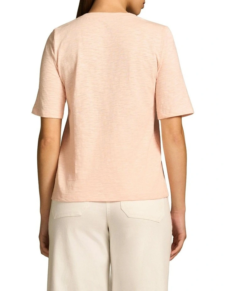 Appliqu Half Sleeve Tee in Pink image 2