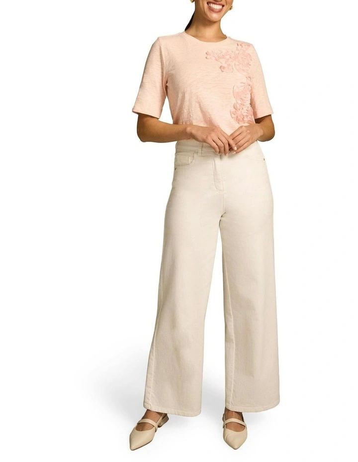 Appliqu Half Sleeve Tee in Pink image 3