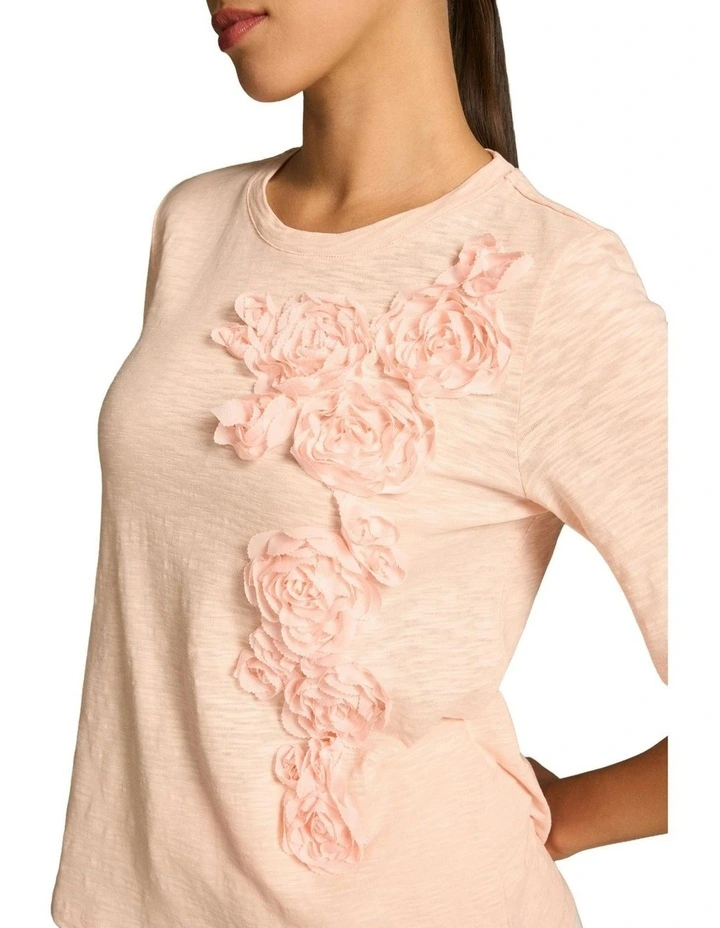 Appliqu Half Sleeve Tee in Pink image 5