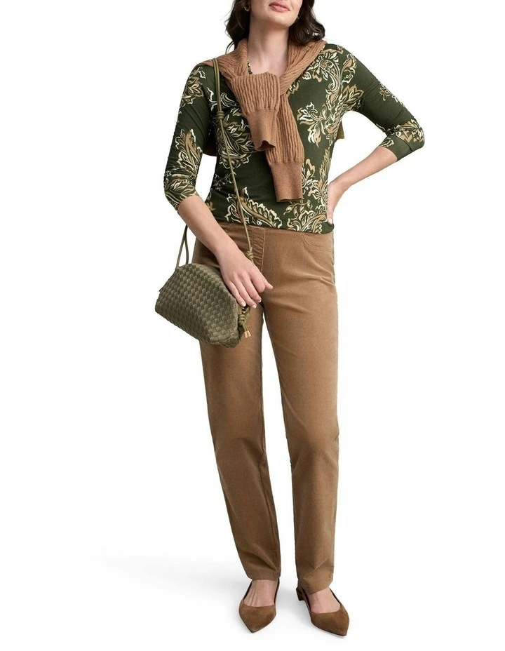 Long Sleeve Button Detail T-shirt in Green image 3