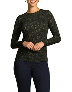 Long Sleeve Crew Neck Top in Black