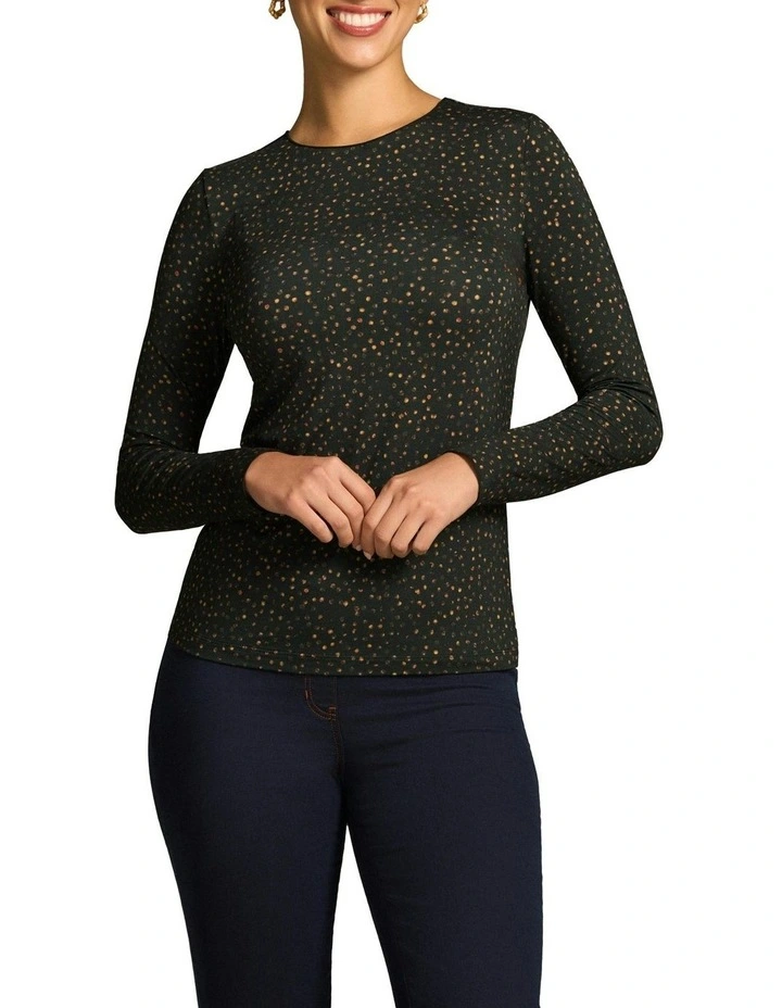 Long Sleeve Crew Neck Top in Black image 1