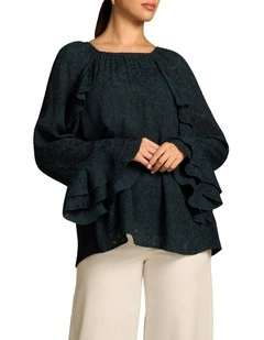 Cascading Georgette Blouse in Ink