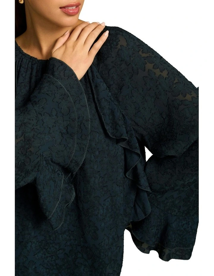 Cascading Georgette Blouse in Ink image 4