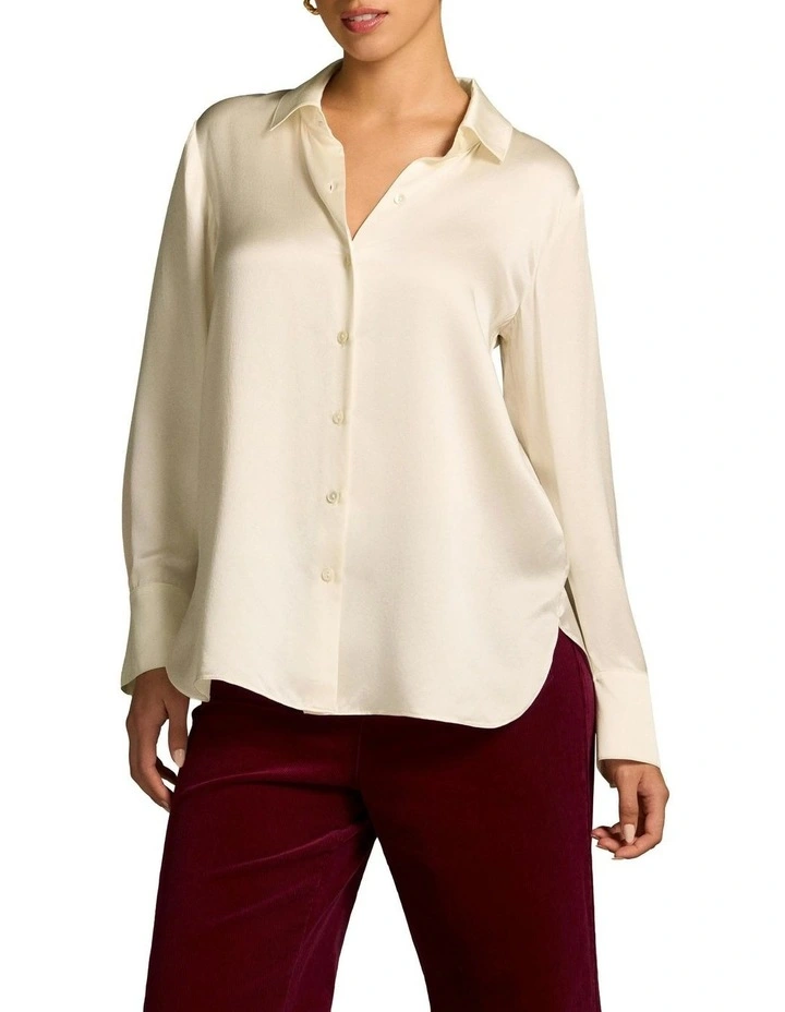 Stretch Silk Shirt in Cream image 1