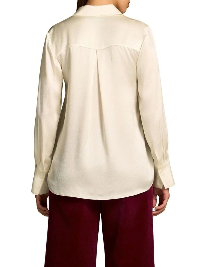 Stretch Silk Shirt in Cream image 2
