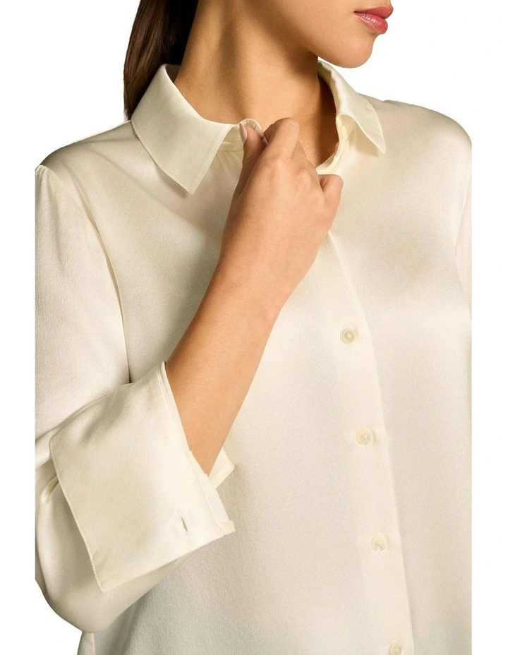 Stretch Silk Shirt in Cream image 4