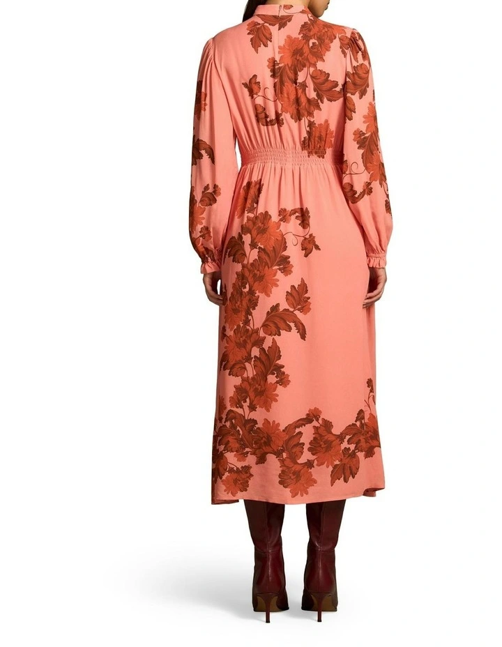 Sienna Floral Print Ruffle Detail Dress in Pink image 2