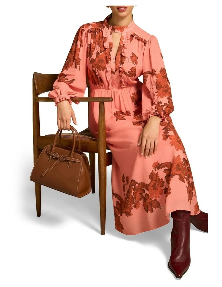 Sienna Floral Print Ruffle Detail Dress in Pink image 4