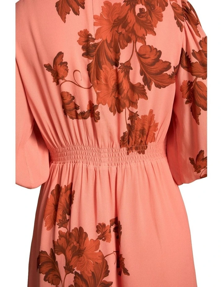Sienna Floral Print Ruffle Detail Dress in Pink image 5
