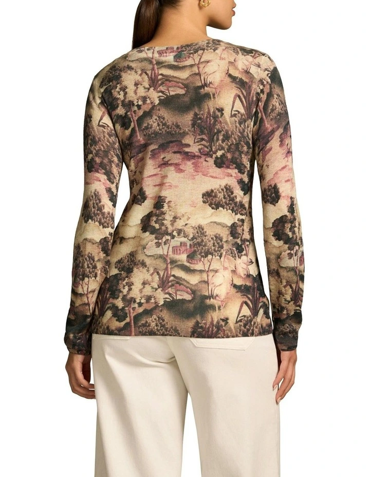 Wool Tencel Jumper in Brolga Print image 2