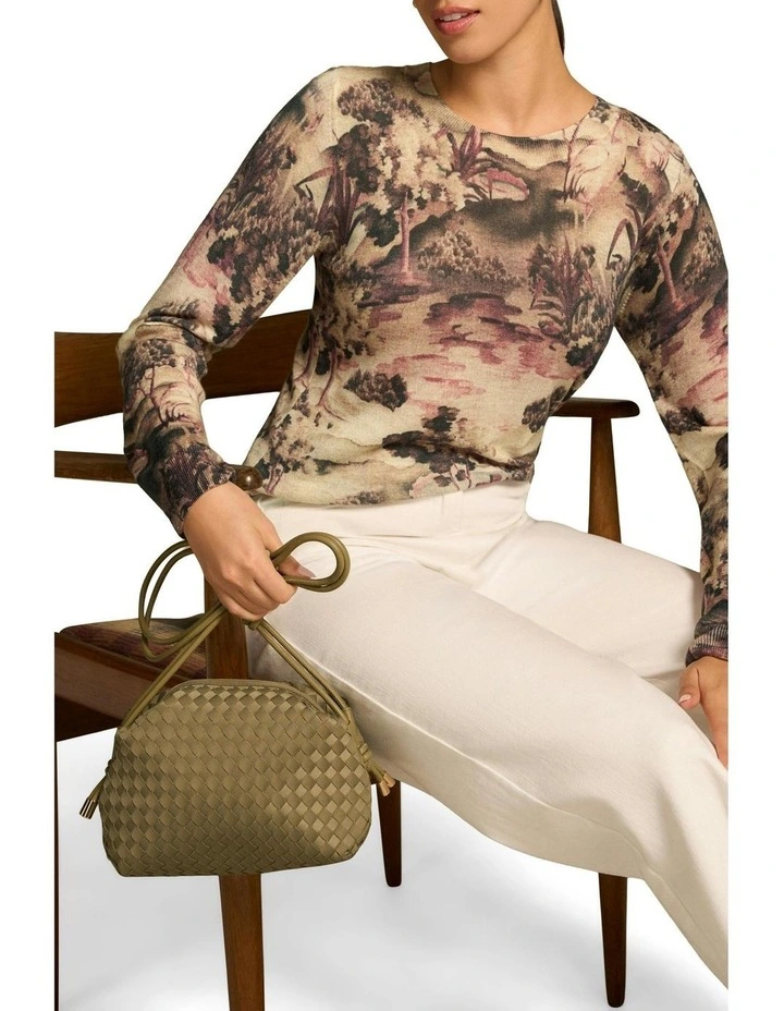 Wool Tencel Jumper in Brolga Print image 3