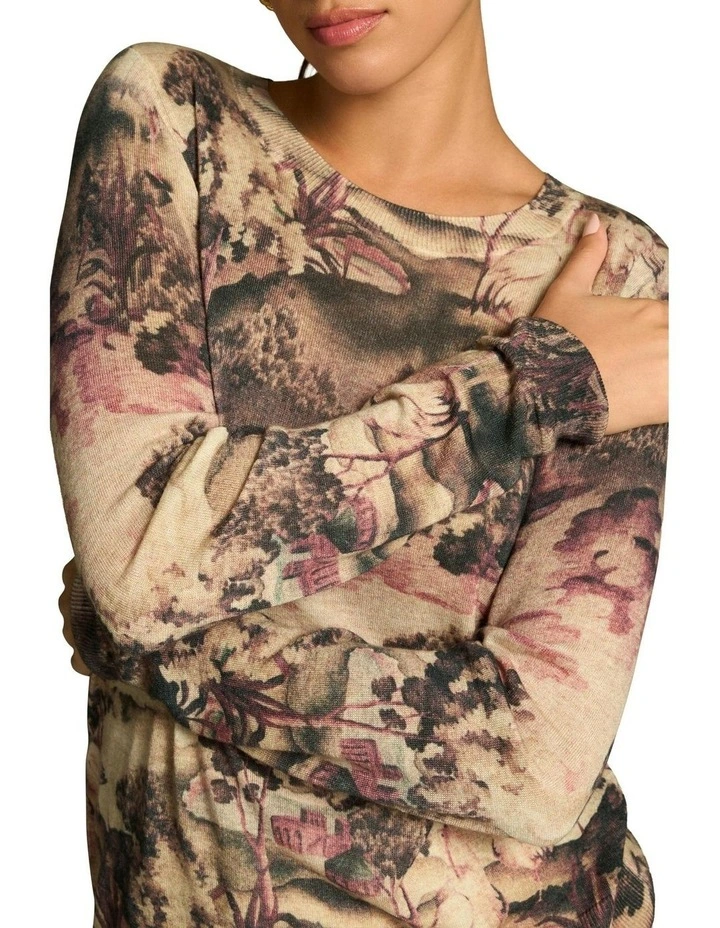 Wool Tencel Jumper in Brolga Print image 4