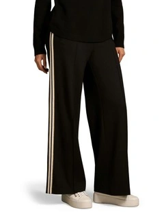 Side Stripe Wide Leg Pant in Black