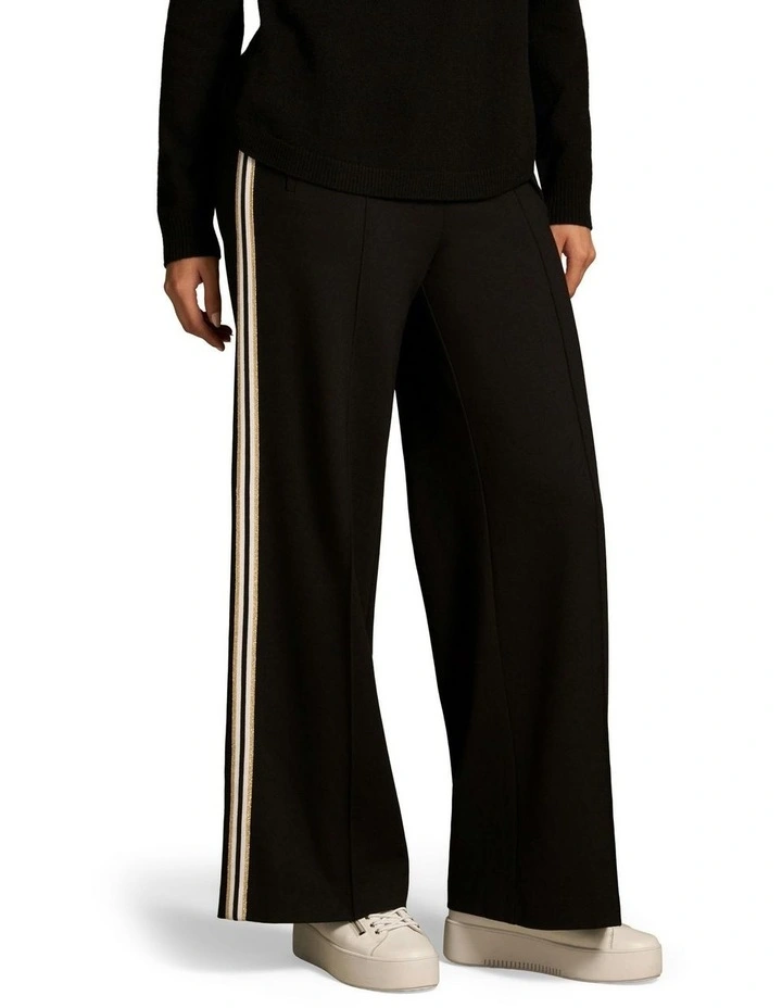 Side Stripe Wide Leg Pant in Black image 1