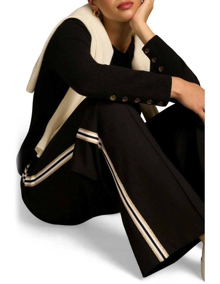 Side Stripe Wide Leg Pant in Black image 3